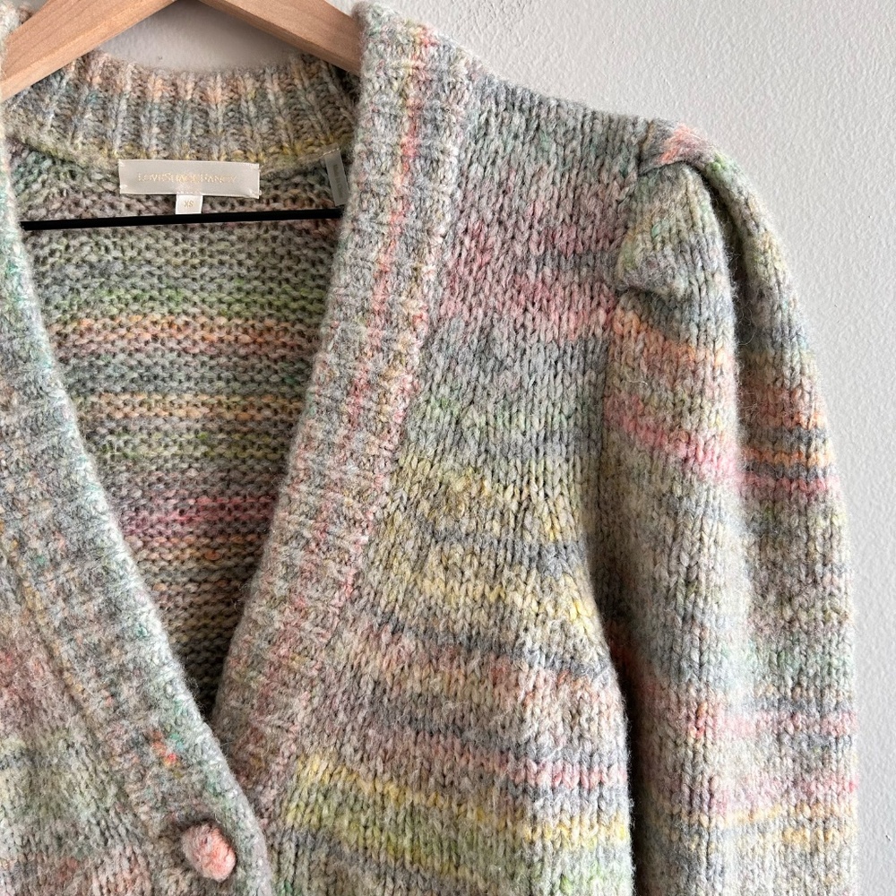 LoveShackFancy Wilford Boyfriend Cardigan Sweater | Autumn Rainbow Size X-Small - Picture 7 of 16